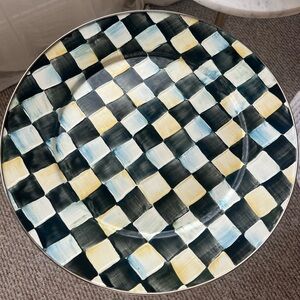 Mackenzie Childs 16” serving platter courtly check large plate 1995